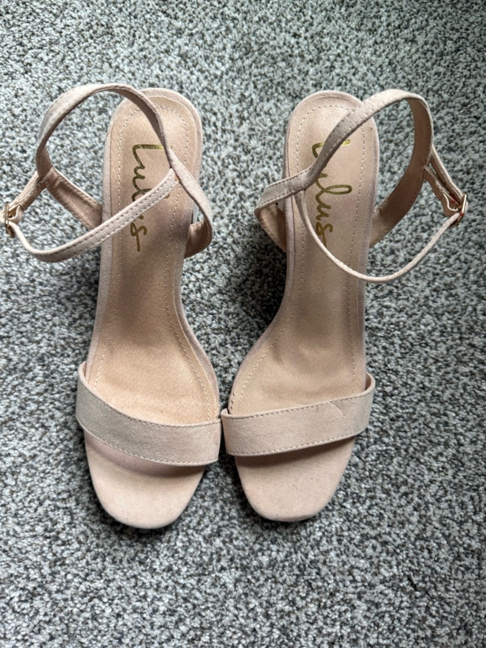 Lulu's Nude Light Cream/Blush Ankle-Strap Heeled Sandals